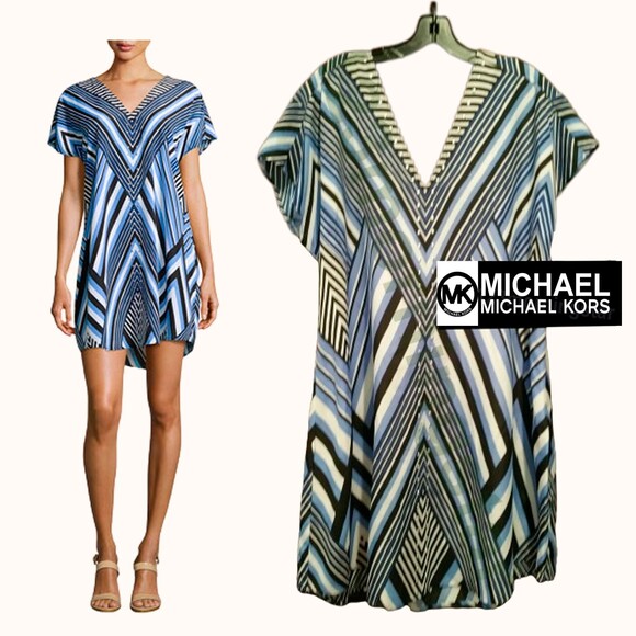 MICHAEL Michael Kors NEW Indie Mediterranean Stud Stripe Dress L